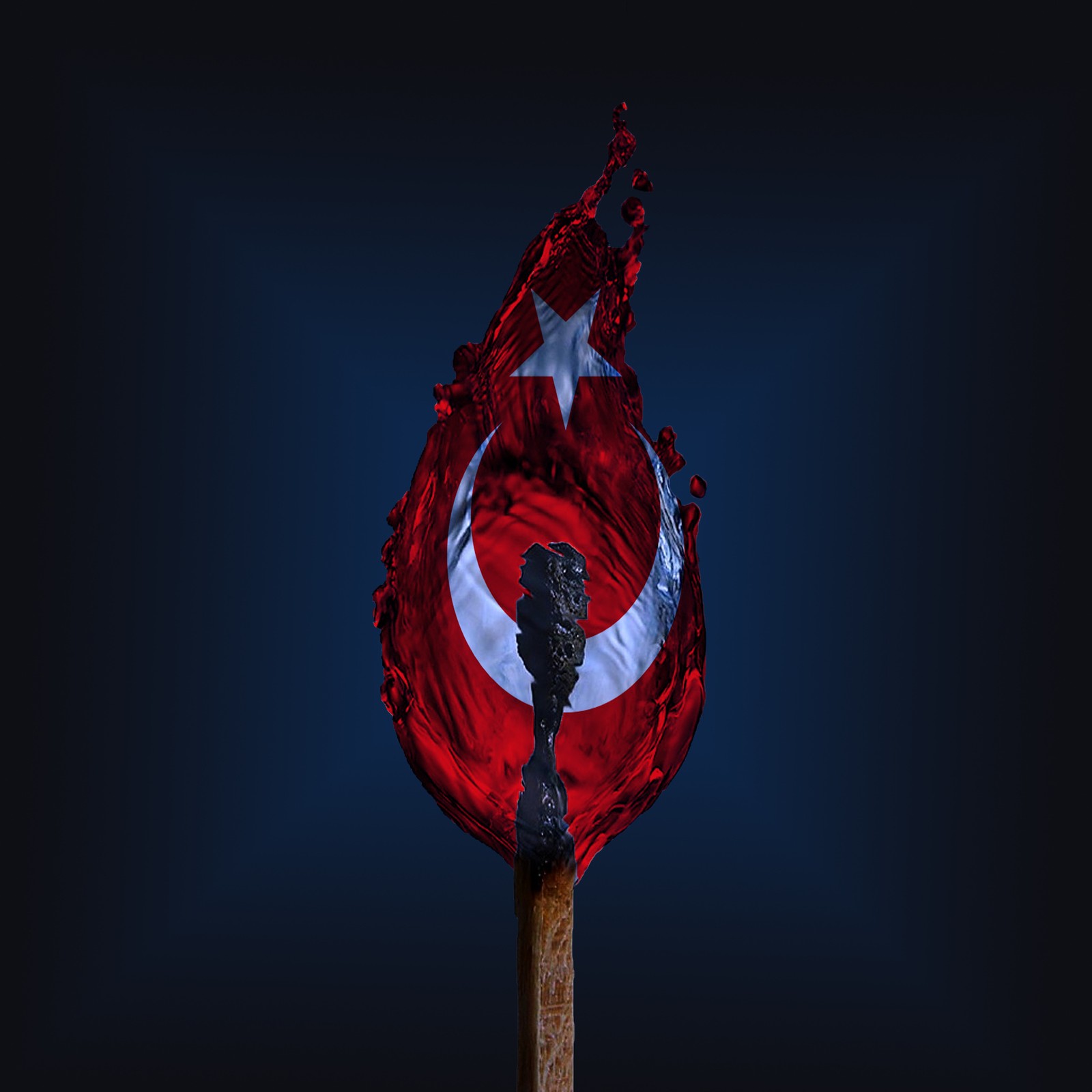 Una imagen de un fósforo con una bandera en él (atatürk, ataturk, bayrak, pavo, turco)