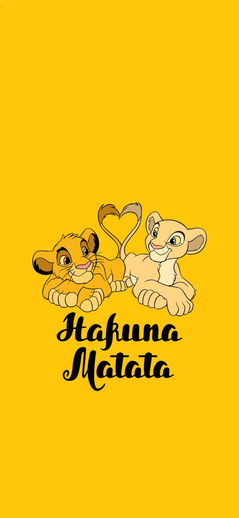 Крупный план двух мультяшных персонажей на желтом фоне (хакина матата, hakuna matata, лев, любовь, оранжевый)