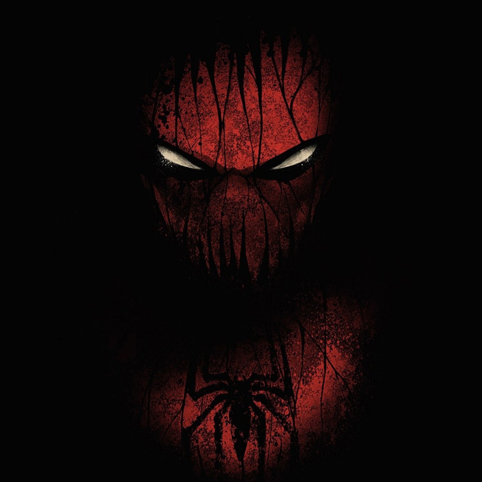 Gros plan du visage de spider-man avec une lumière rouge (spide, spiderman)