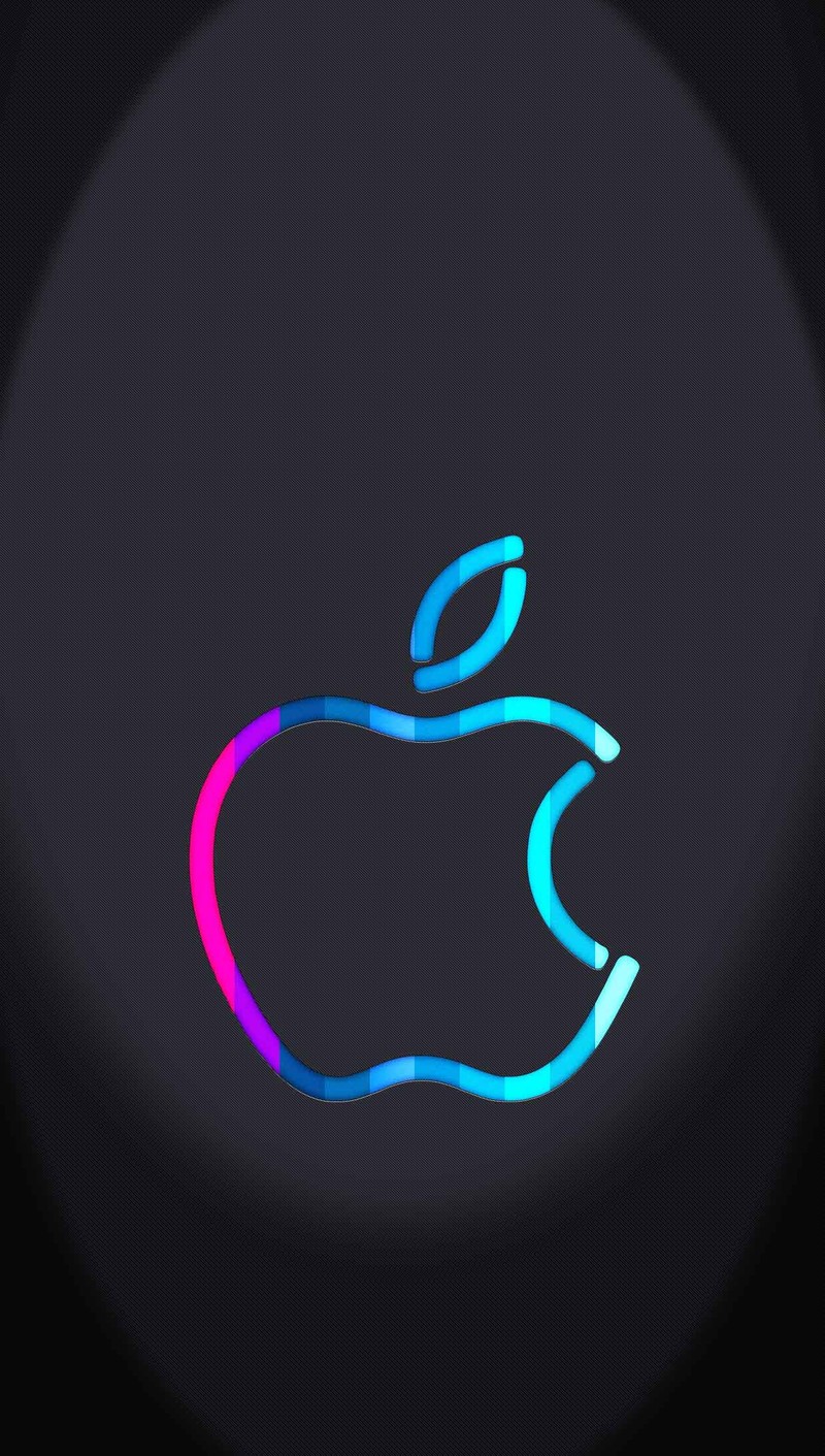 Изображение цветного логотипа apple на черном фоне (яблоко, свечение)