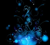 Vibrant Blue Floral Patterns on a Dark Background