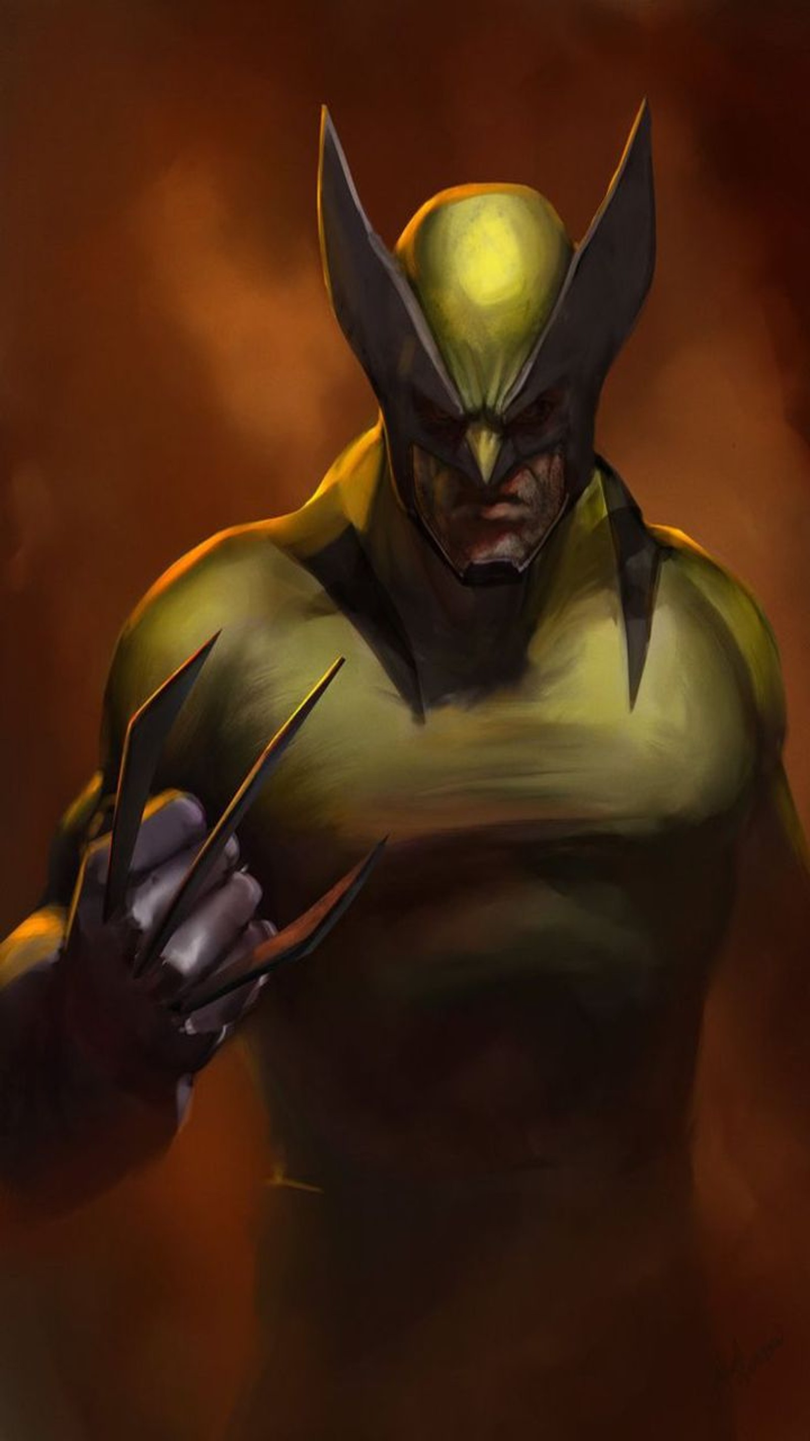 Wolverine por el hombre de piel oscura en un traje amarillo (dibujos animados, entretenimiento, wolverine)