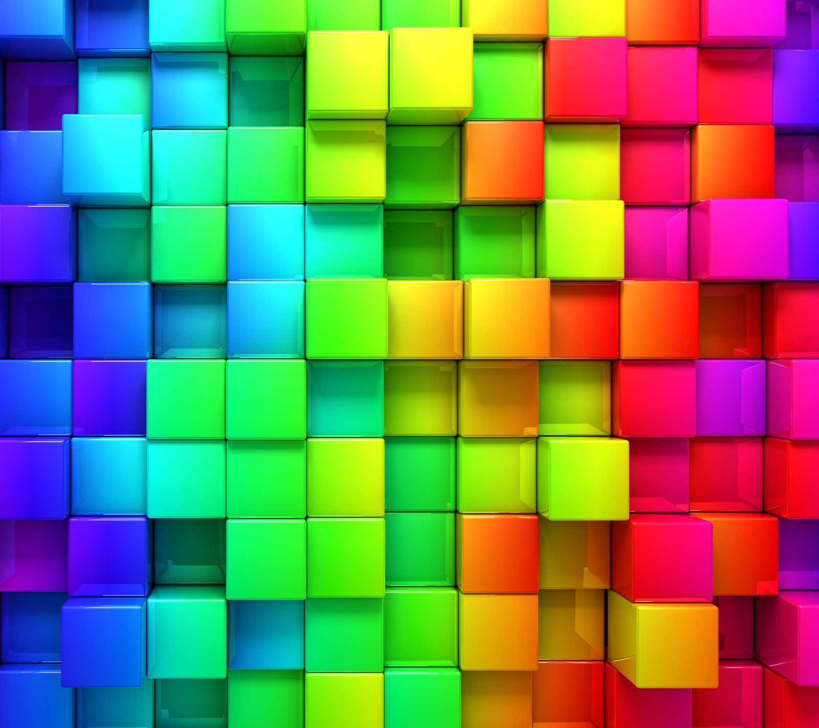 A close up of a colorful wall with many different colored cubes (abstract, background, color, cubes)