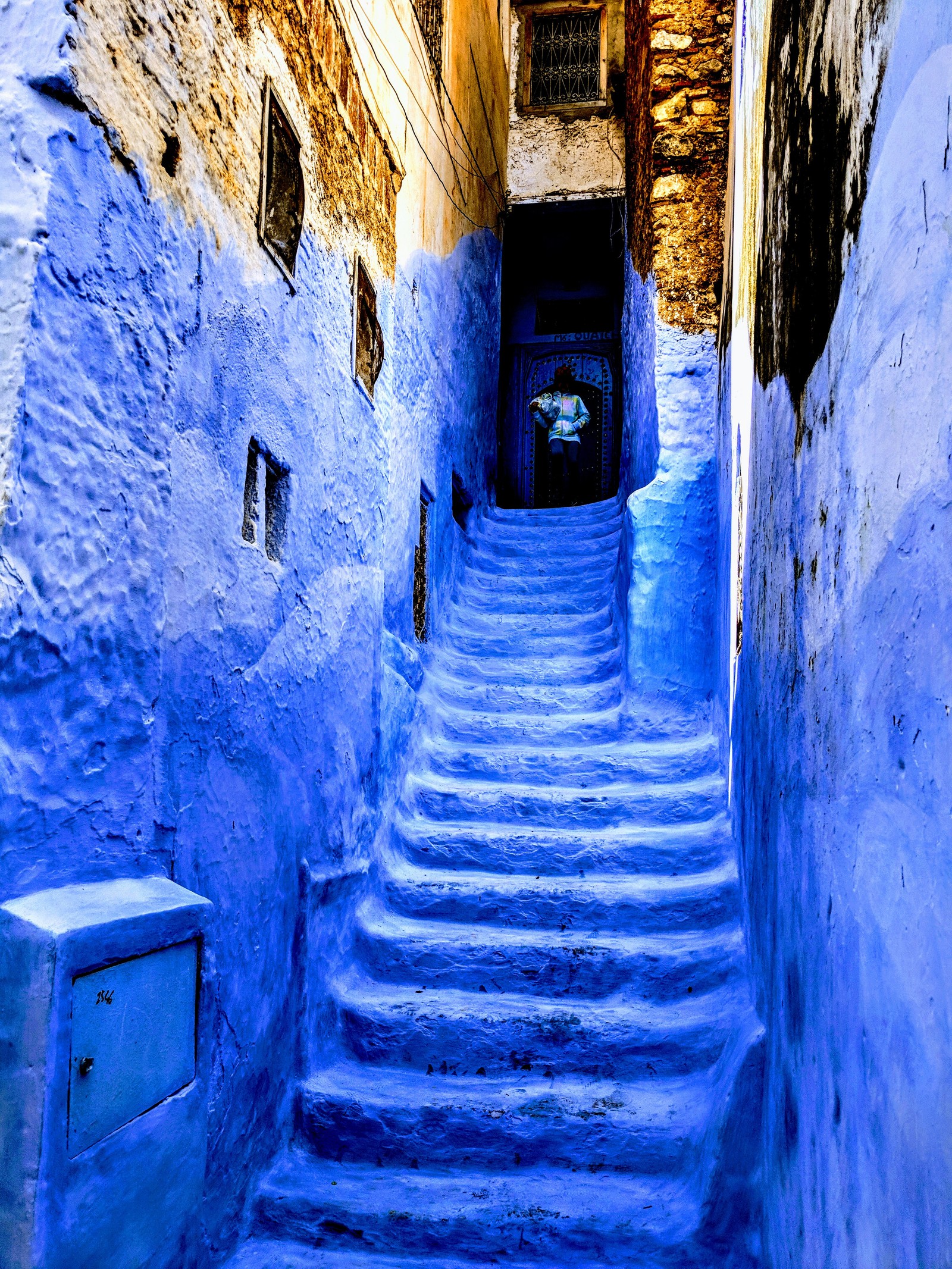 blue city, love, morocco, stairs Download Wallpaper