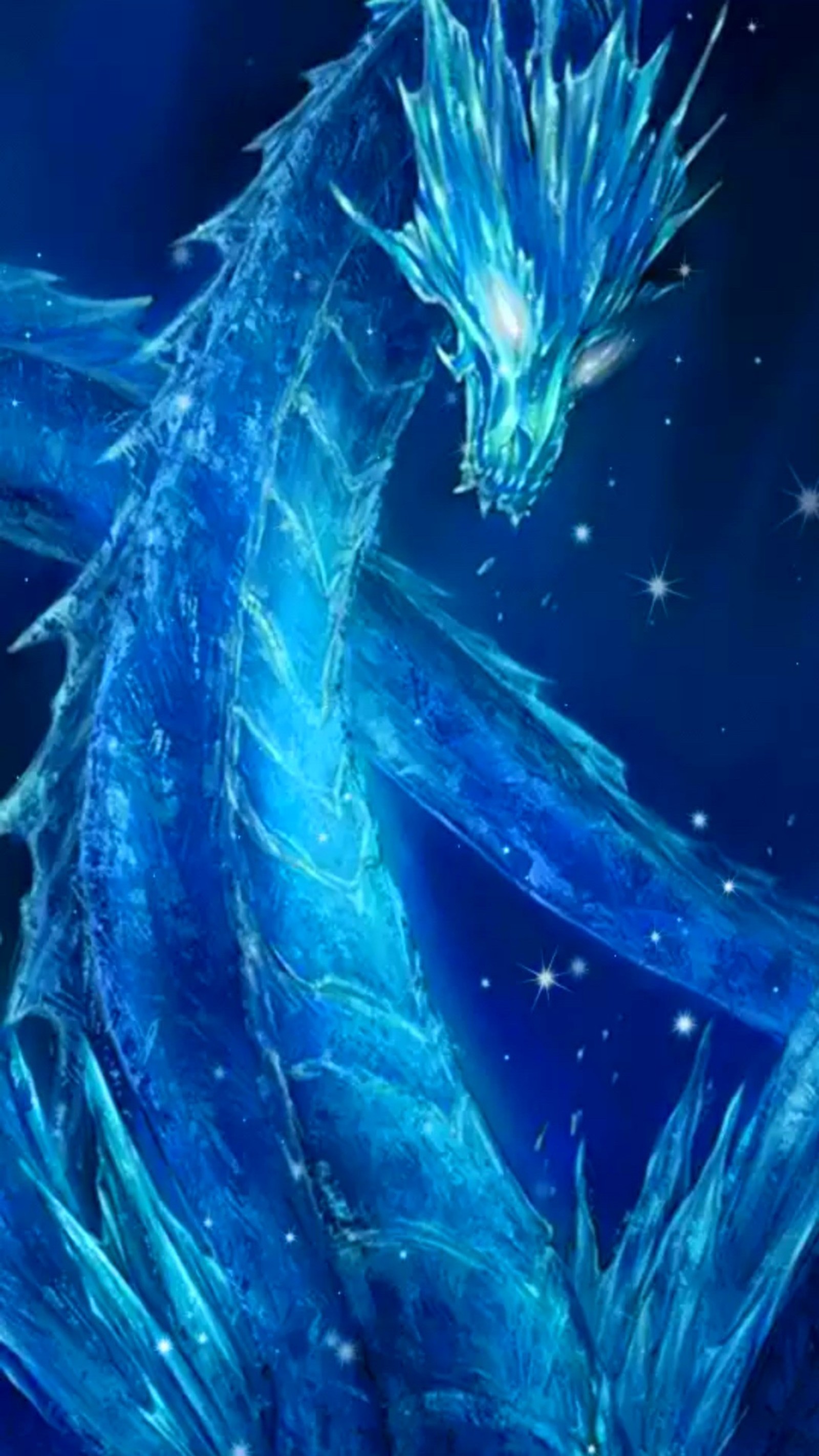 A close up of a dragon with a blue body and a star in the background (blue, dragon, neon)