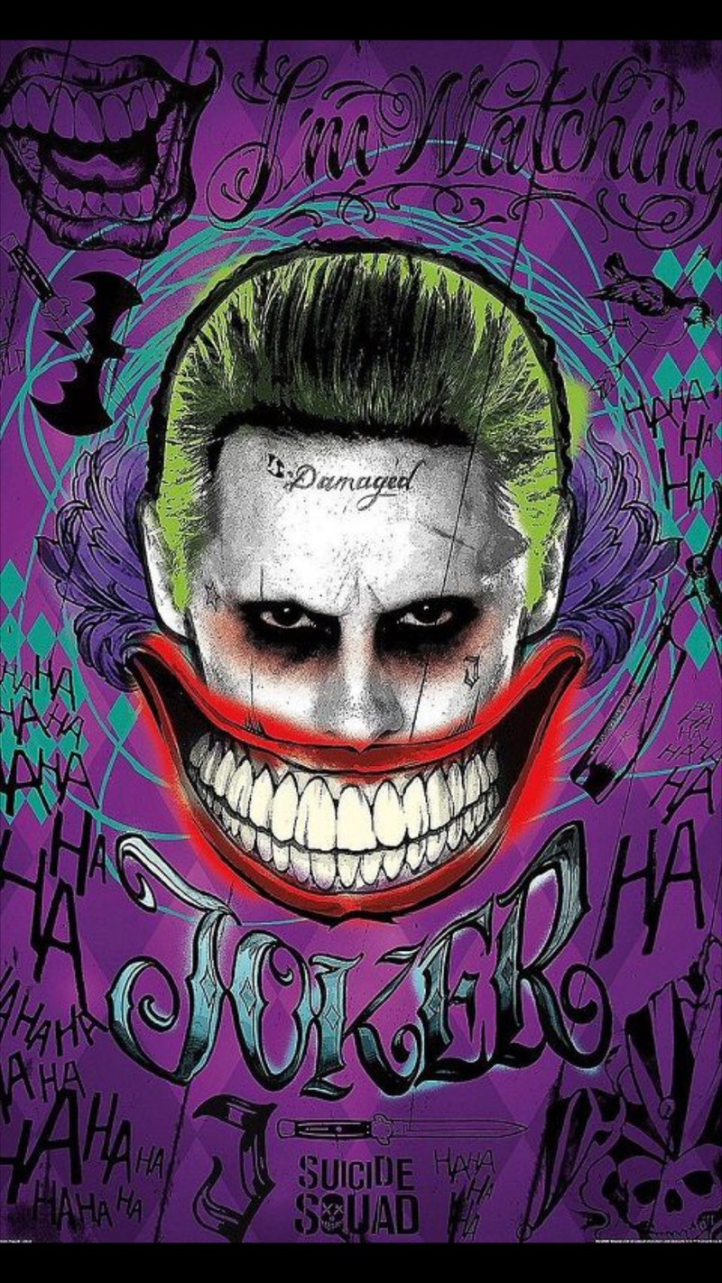 Крупный план лица джокера на фиолетовом фоне. (арасели34, джокер, joker)