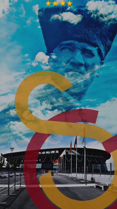 Un hommage vibrant à Galatasaray, avec la silhouette d'Atatürk en arrière-plan du stade.