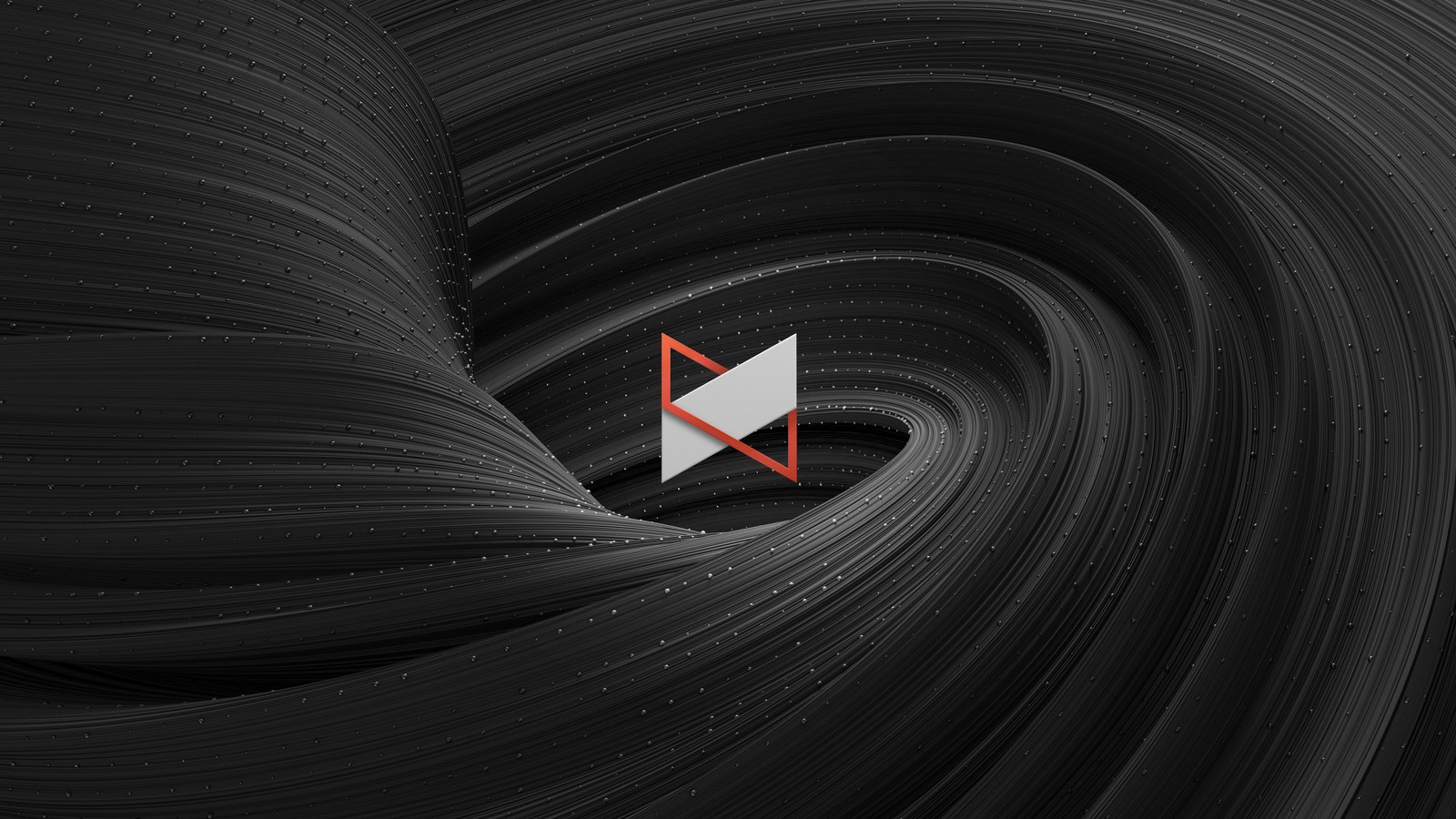 A black and white photo of a black and red logo (black abstract, mkbhd, 3d background, 5k, abstract)