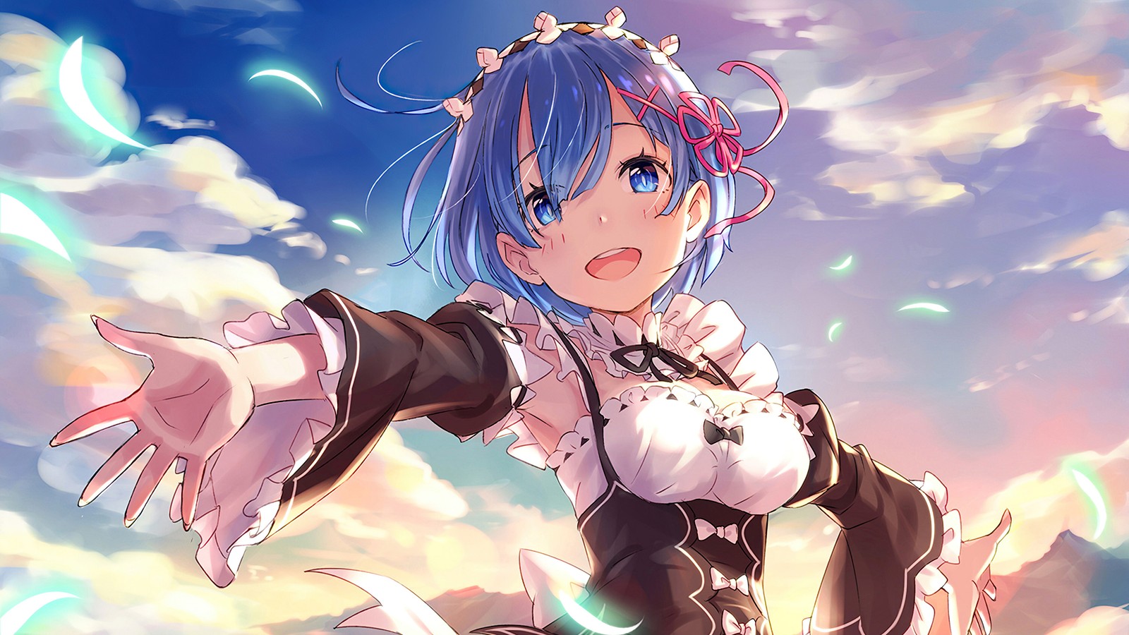 Скачать обои аниме девочки, горничная, rem, ре зеро, re zero