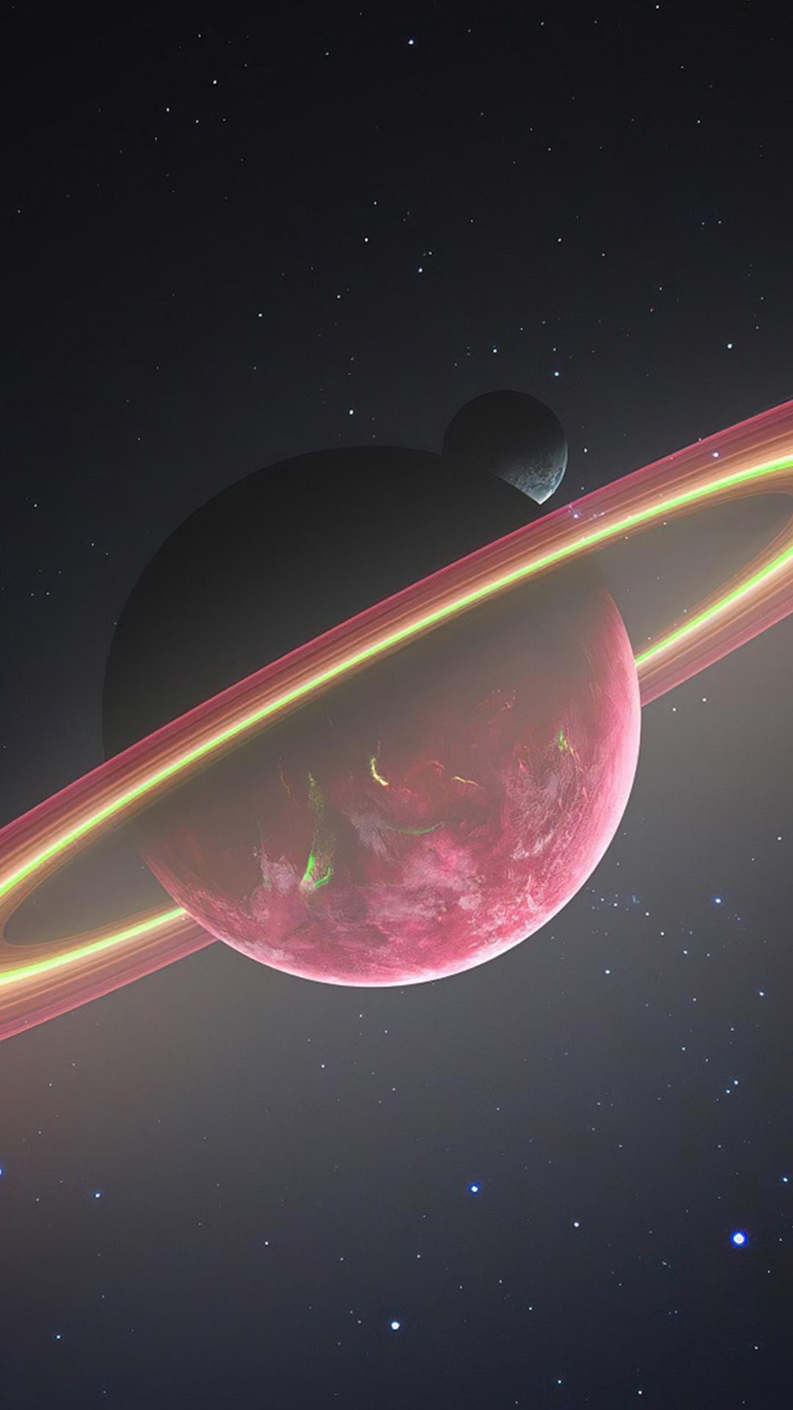 Il y a une planète rouge avec un anneau autour d'elle (atmosphère, planète, lumière, objeto astronomique, science)