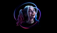 Lebendige Illustration von Harley Quinn in Neonlichtern