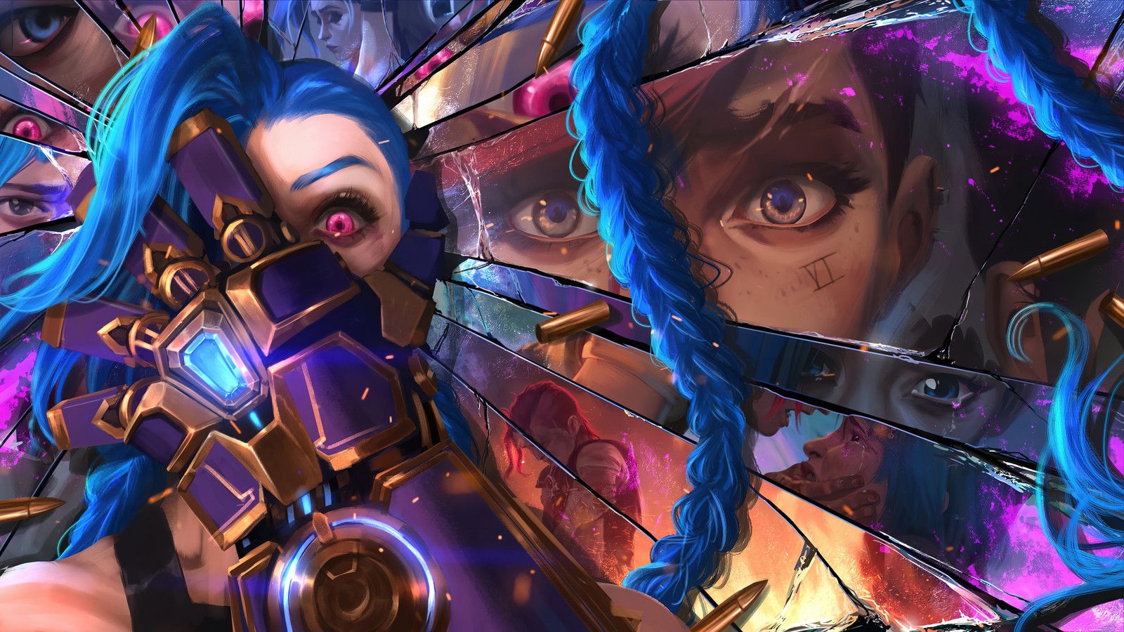 jinx, vi, arcane series, tv series, arcane wallpaper