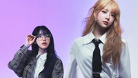 Foto conceptual de Le Sserafim: Eunchae y Sakura en atuendos elegantes