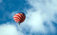 montgolfière, nuage, bleu, journée, voyage aérien