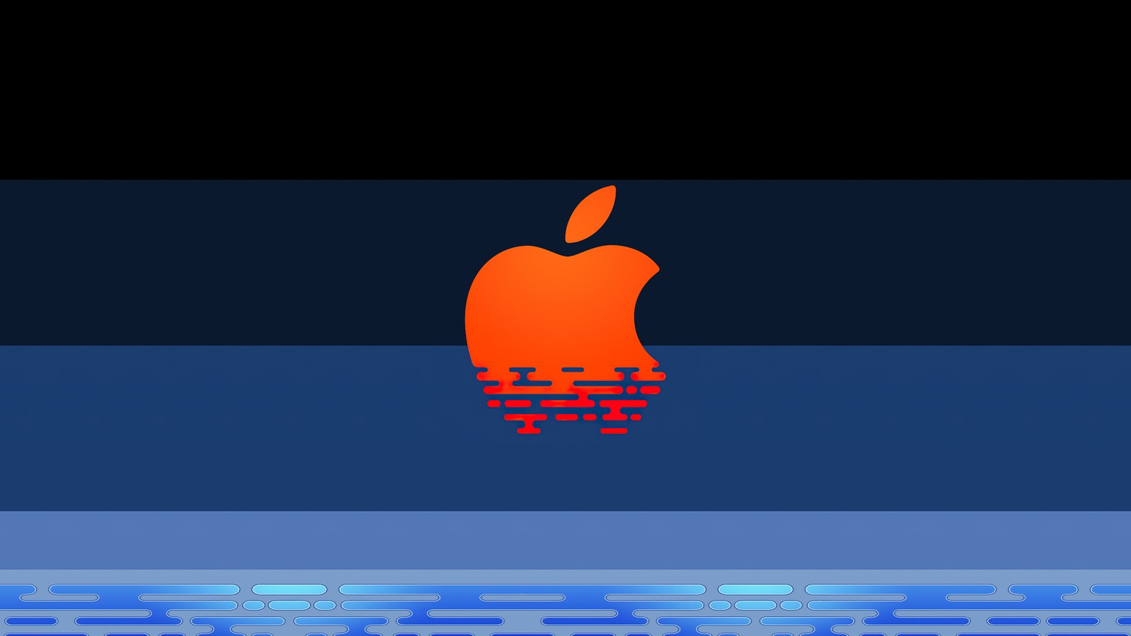 An apple logo on a computer screen with a blue background (apple os, os, technology, background, digital art)