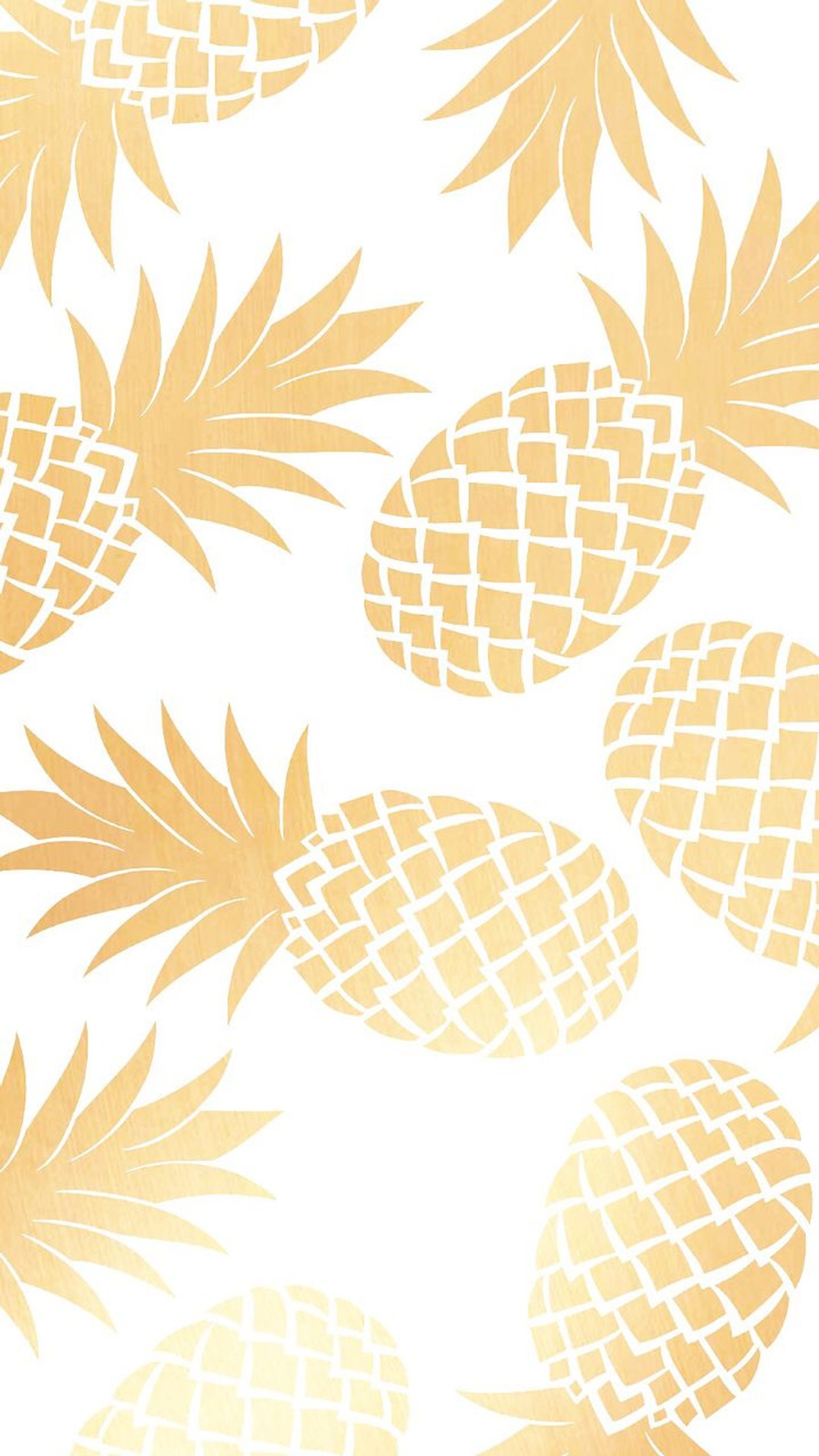 Hay muchas piñas sobre un fondo blanco con papel de oro (abacaxi, color, piña, tumblr, fondo de pantalla)