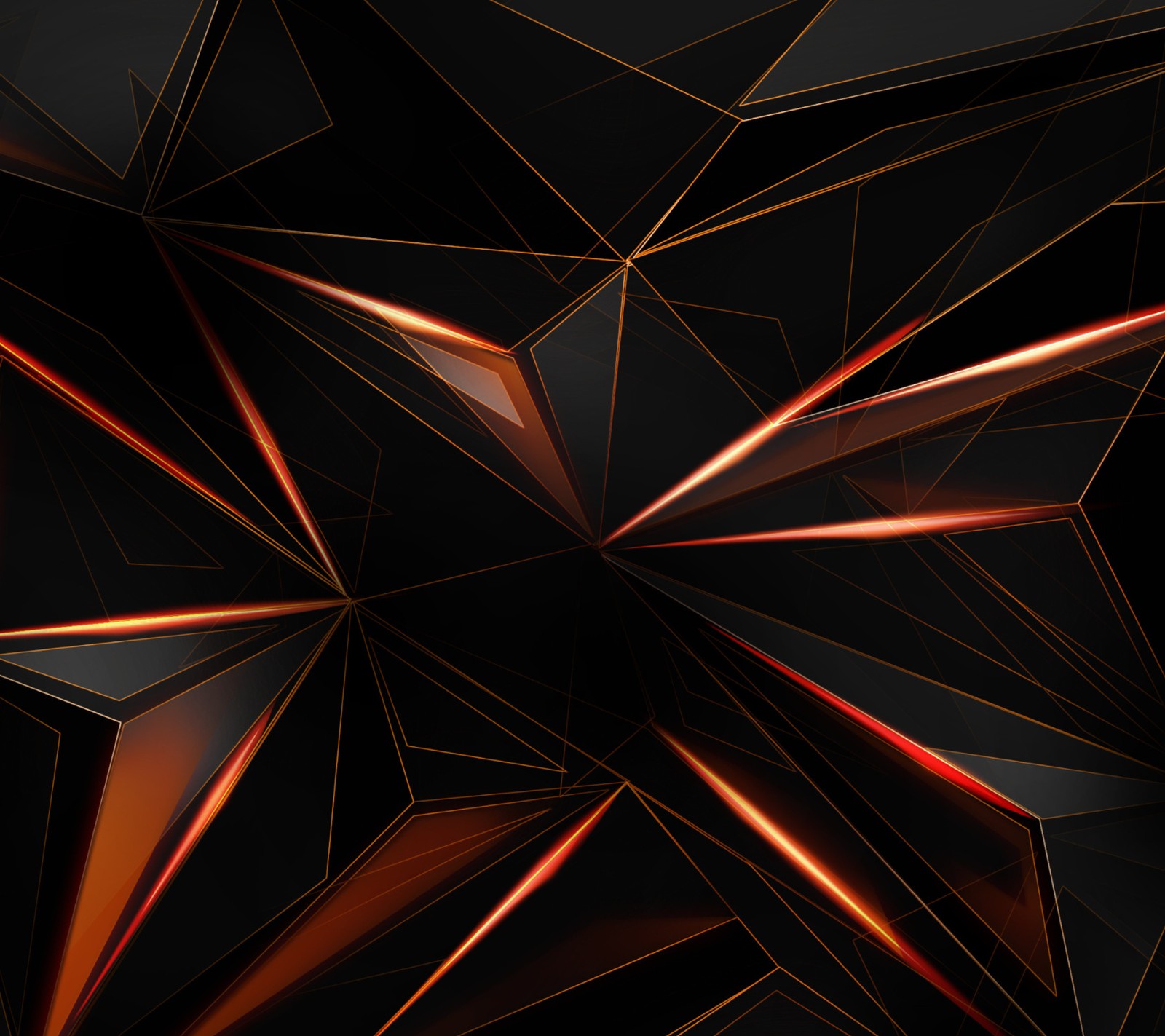 A close up of a black and red abstract background with a star (abstract, black, orange, shard)