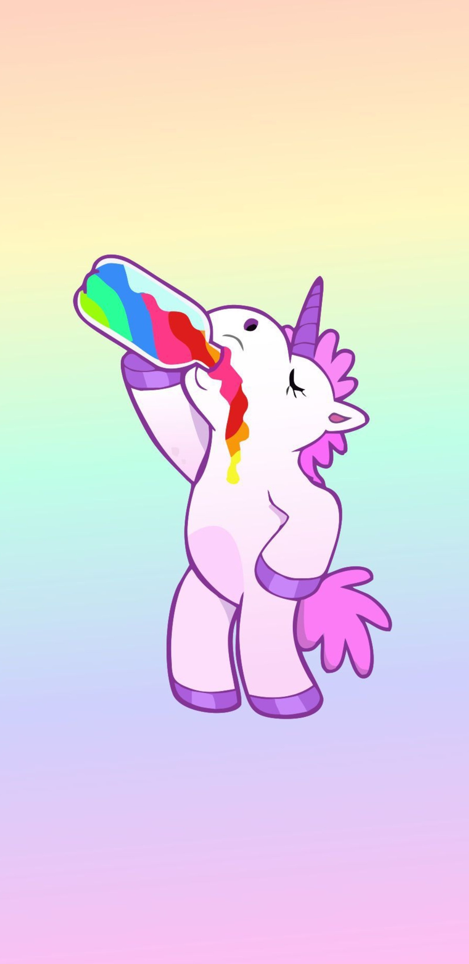 There is a unicorn that is holding a rainbow stick (rainbow, unicorn, unicorns)