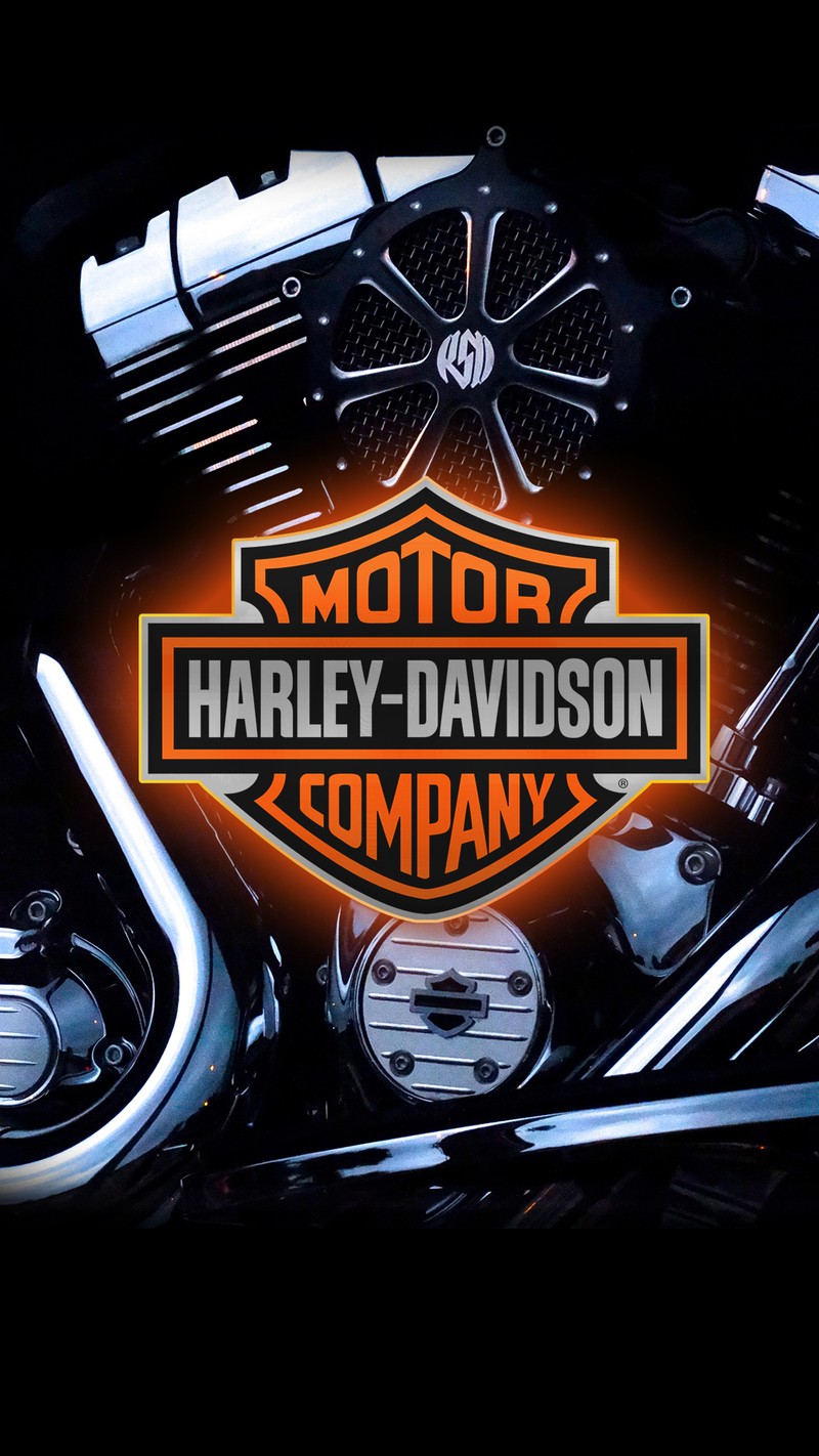 Крупный план мотоцикла с неоновой вывеской на нем (harley davidson, логотип)