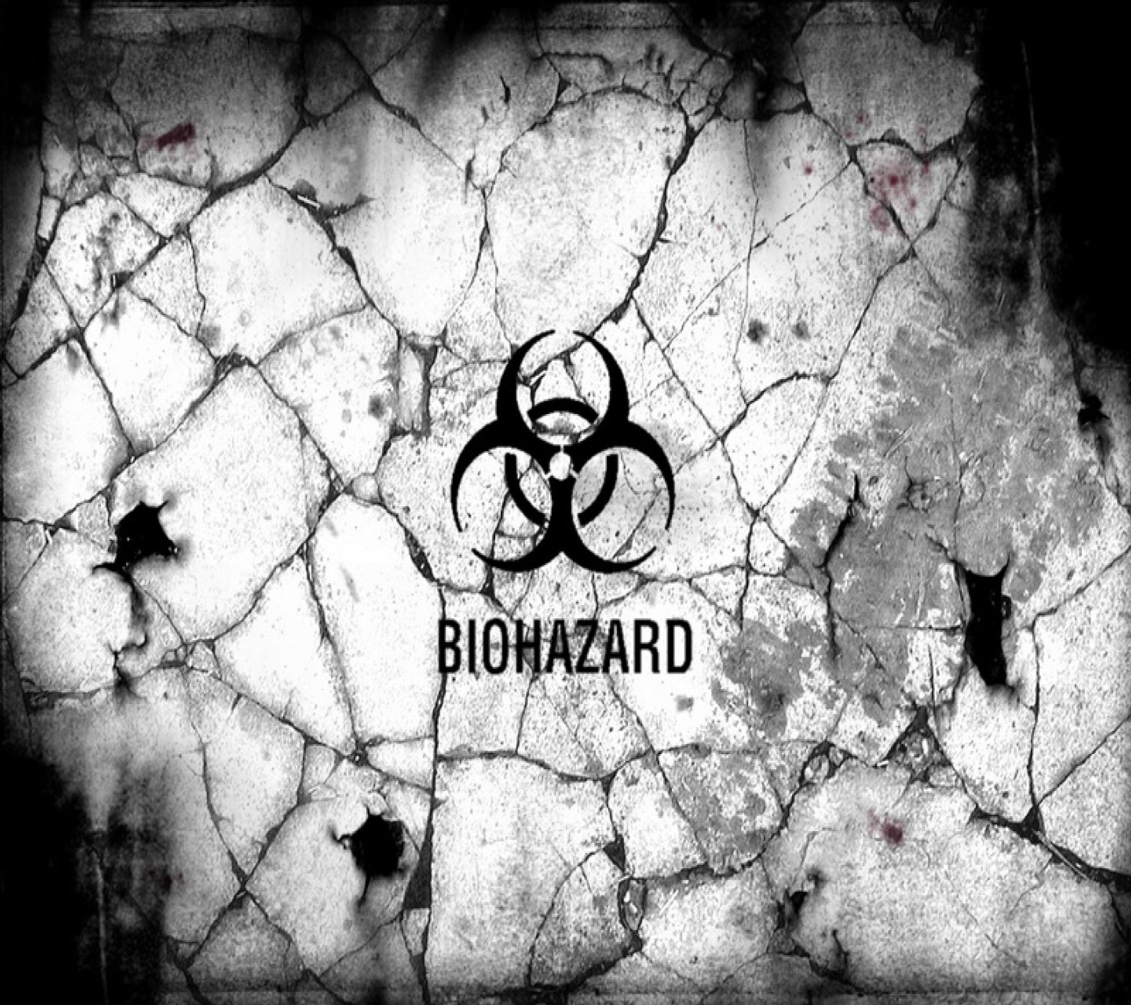 A close up of a black and white photo of a biohazard logo (biohazard, black, caution, hazard, nuclear)