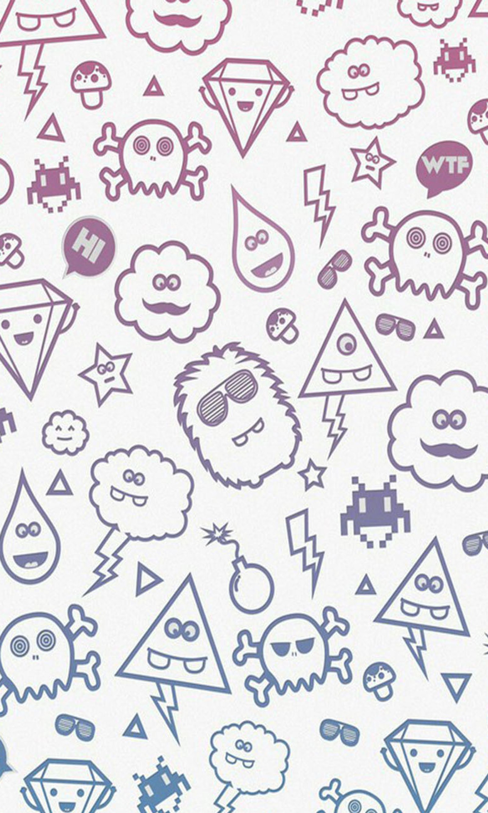 A close up of a bunch of cartoon drawings on a white surface (figures, icons, images)