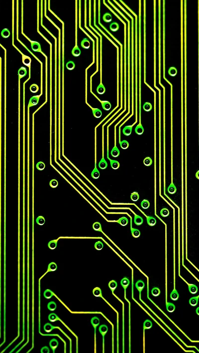 Gros plan détaillé d'un design de circuit imprimé vert