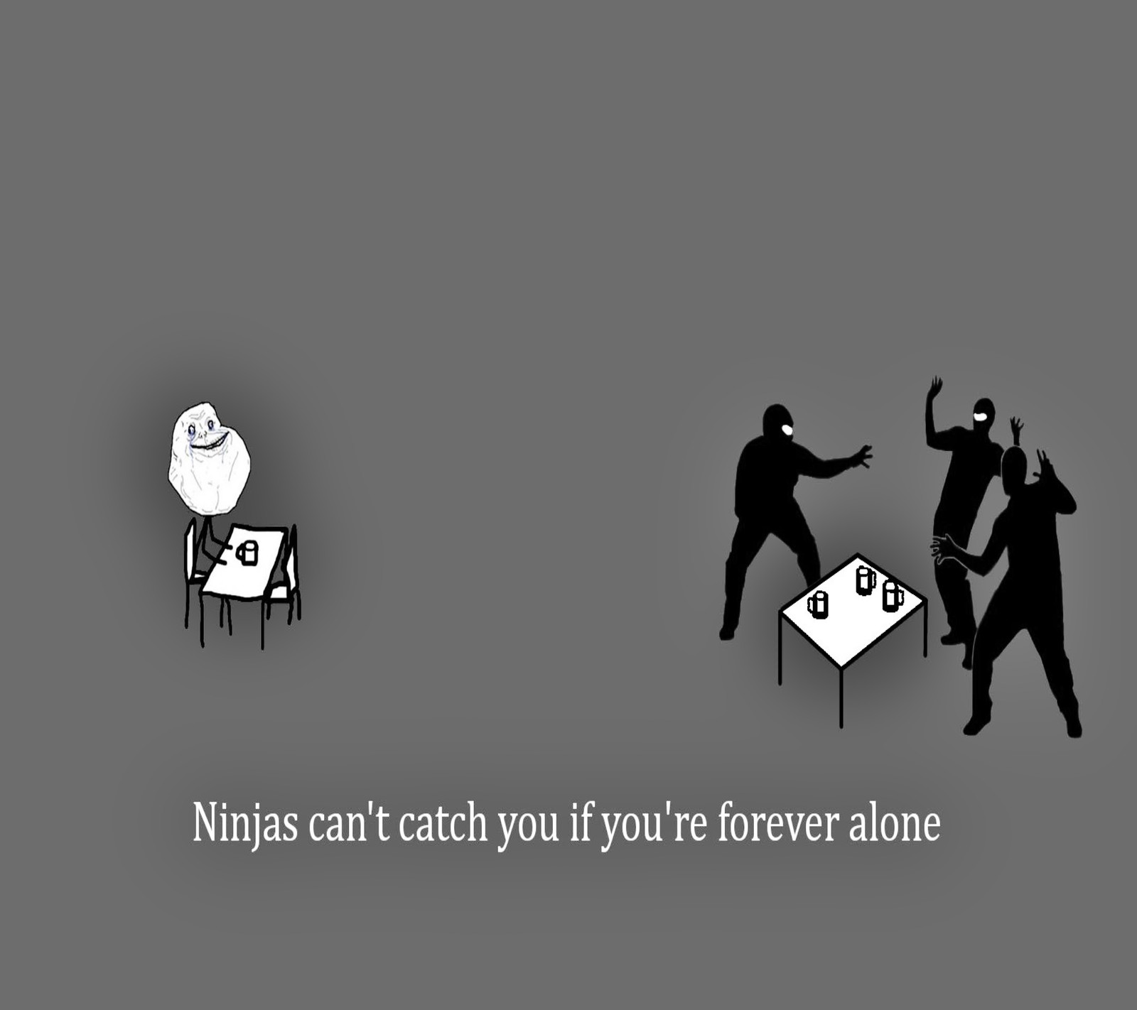 There are two people that are playing a game of video games (fb, forever alone, funny, humor, ninja)