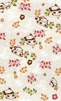 Whimsical Tarepanda Fabric Pattern with Floral Accents