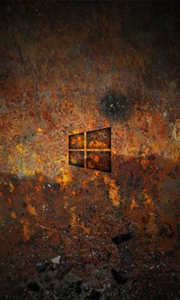 Rusty Grunge Texture Featuring a Red and Yellow Windows Logo