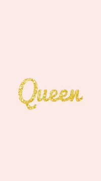 Glittering Gold 'Queen' Design on Soft Pink Background