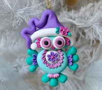 Colorful Christmas Owl Ornament in Modeling Clay