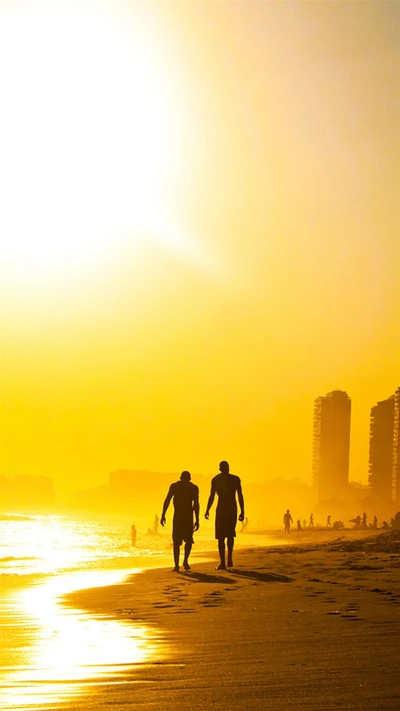 beach, golden, sunset