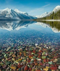 coloré, hd, lac, montagne, montagnes