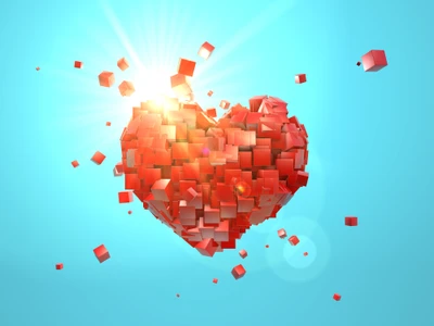 Amour explosif : Un cœur de cubes