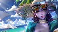 widowmaker, summer, overwatch, video game wallpaper