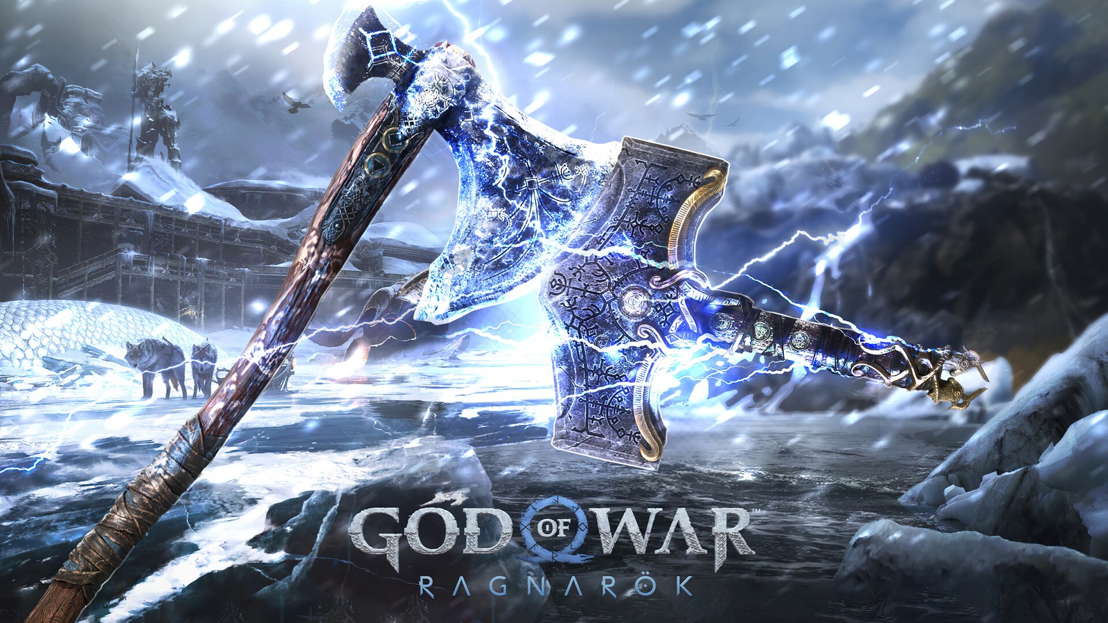 Lade god of war ragnarök, god of war ragnarok, videospiel, god of war, axt Hintergrund herunter