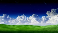 paisaje, nubes, estrellas fugaces, cielo azul, escenario