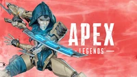 Ash aus Apex Legends mit ihren charakteristischen Klingen vor einem auffälligen roten Hintergrund.