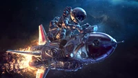 astronaut, rakete, sci fi, weltraum