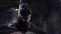 Batman en un entorno oscuro y atmosférico, encarnando la tensión del Asilo Arkham.