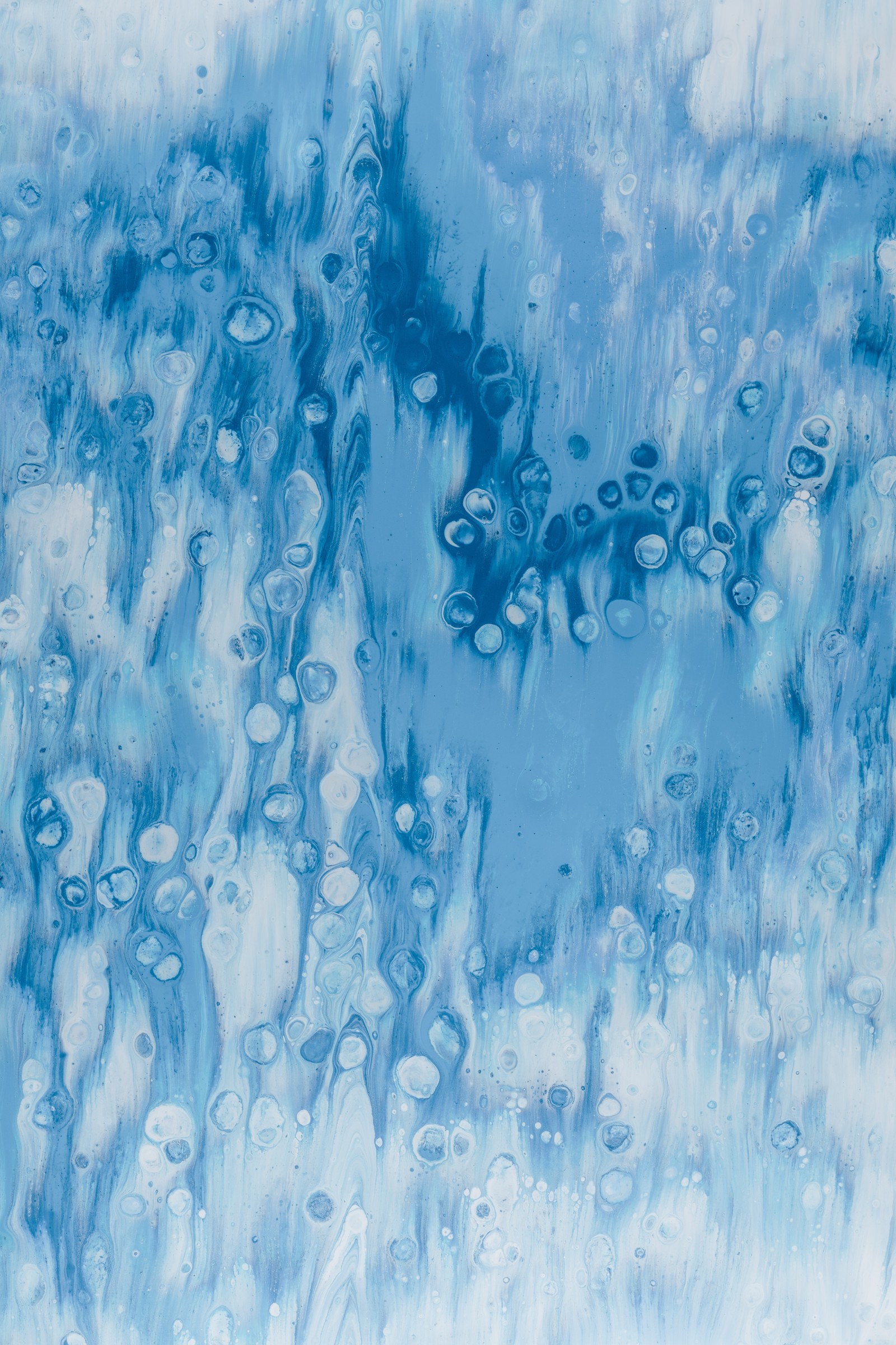 Painting of a blue and white abstract painting with bubbles (painting, blue, azure, pattern, watercolor paint)