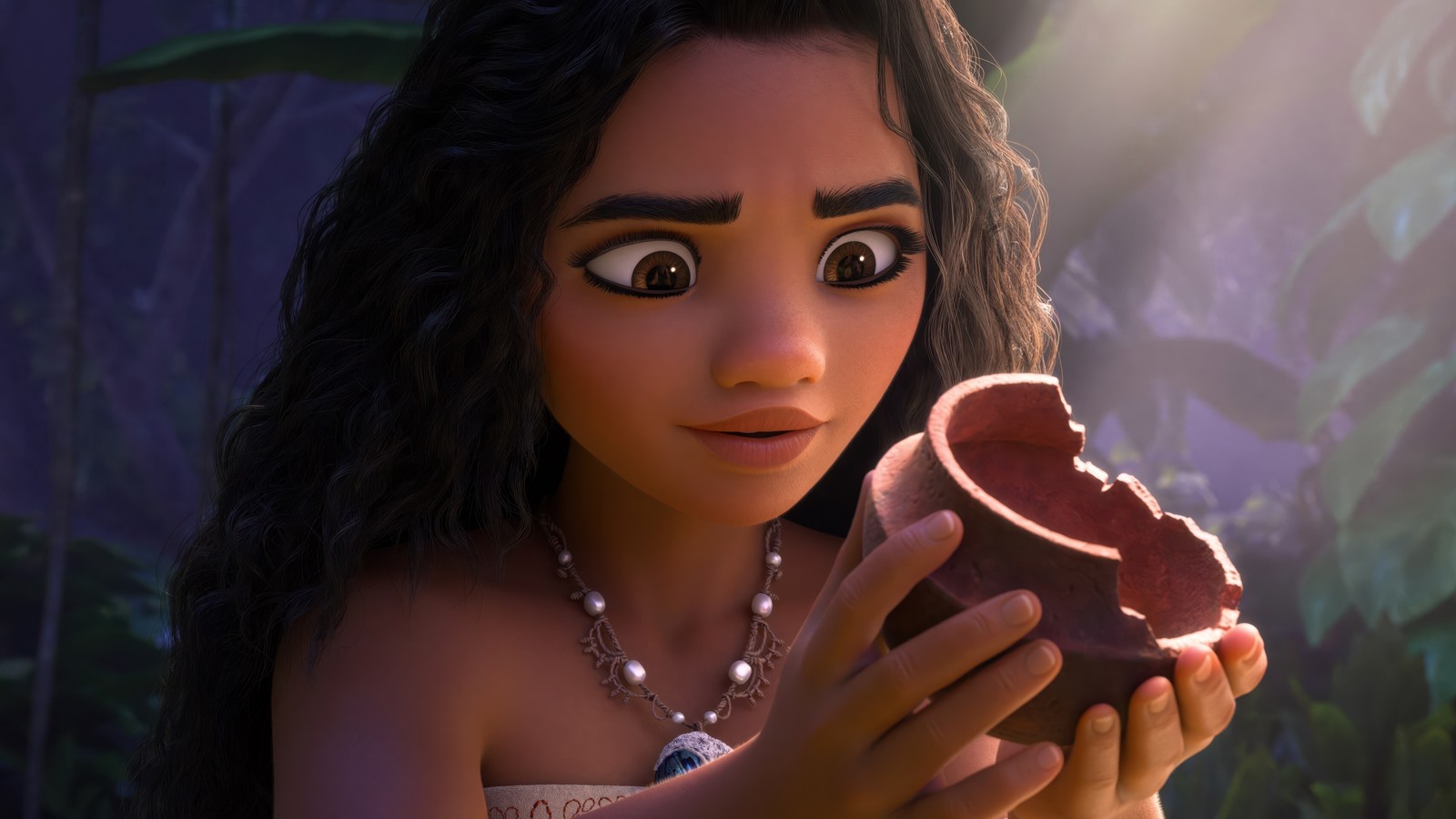 Imagen arafed de una joven sosteniendo un tazón en la jungla (moana 2, animación, 5k, películas de 2024, películas)