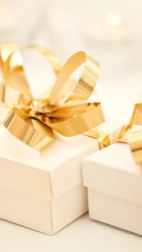 Elegant Gift Boxes with Gold Ribbons for Weddings and Anniversaries