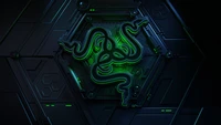 Логотип Razer, освещенный в шестигранном дизайне