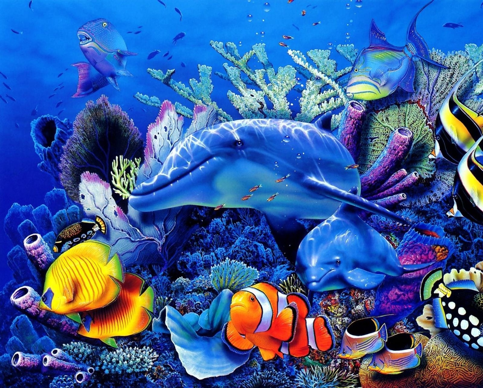 animal, fishes, painting, underwater wallpaper