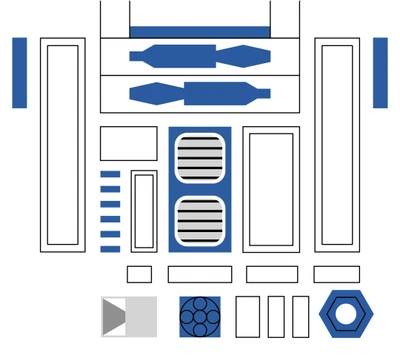 1977, minimalista, r2 d2, star wars, vector