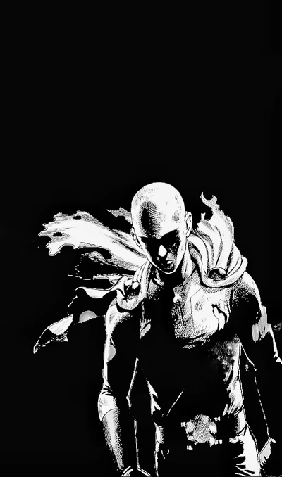 amoled, preto e branco, one punch man