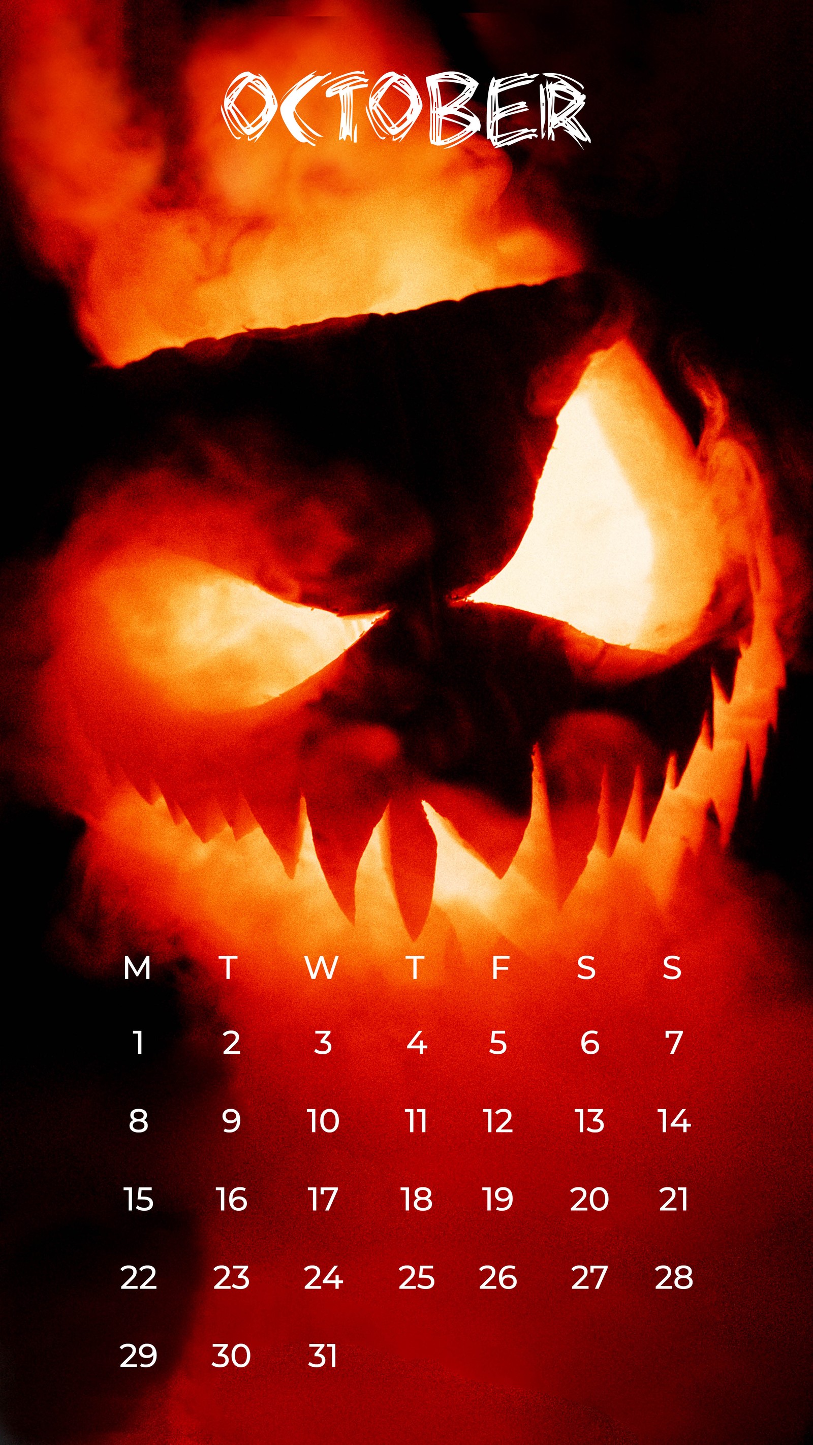 A close up of a calendar with a scary face on it (october, calendar, zedgeoct18)