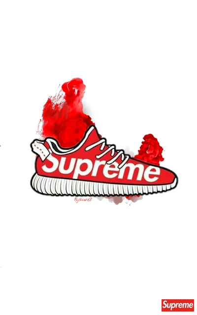 Arte de zapatillas inspirado en Supreme y audaz