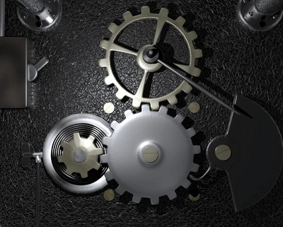 Intricate Black Clock Gears in Motion